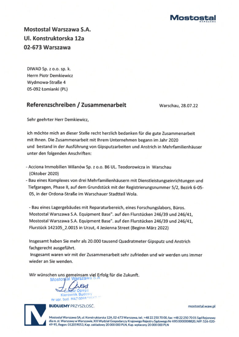 ReferenzenFa.MostostalWarschau